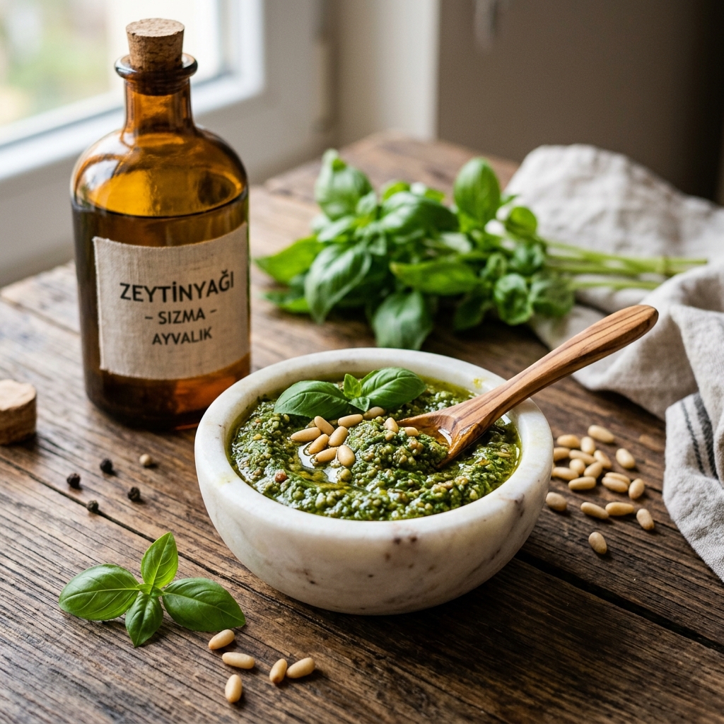 Ev Yapımı Fesleğenli Pesto